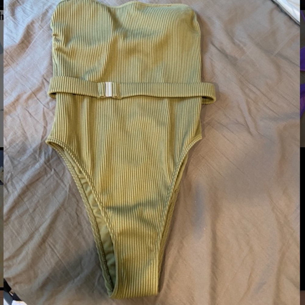 Green ribbed one piece
